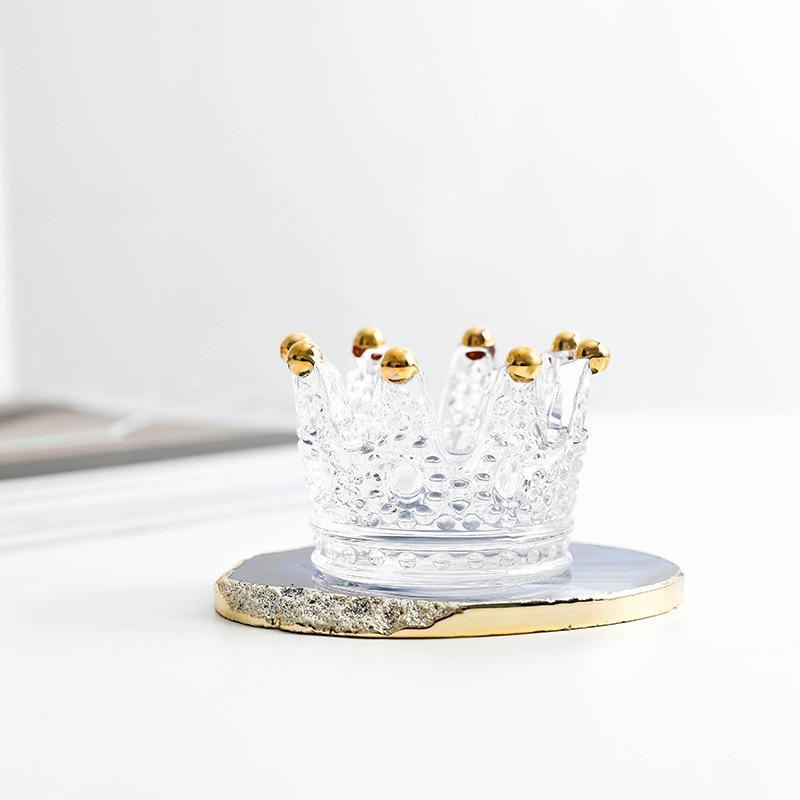 Crown Glass Candle Holder - Decor - Yala Life
