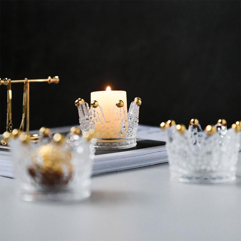 Crown Glass Candle Holder - Decor - Yala Life
