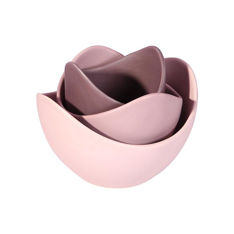 Morandi Lotus Stacked Bowl Set - Bowls - YALA LIFE