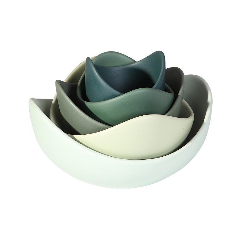 Morandi Lotus Stacked Bowl Set - Bowls - YALA LIFE