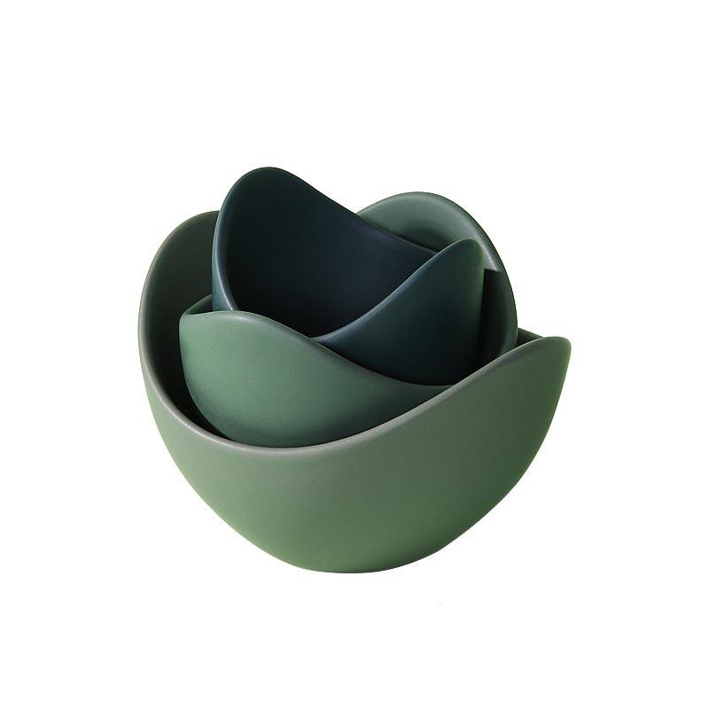 Morandi Lotus Stacked Bowl Set - Bowls - YALA LIFE